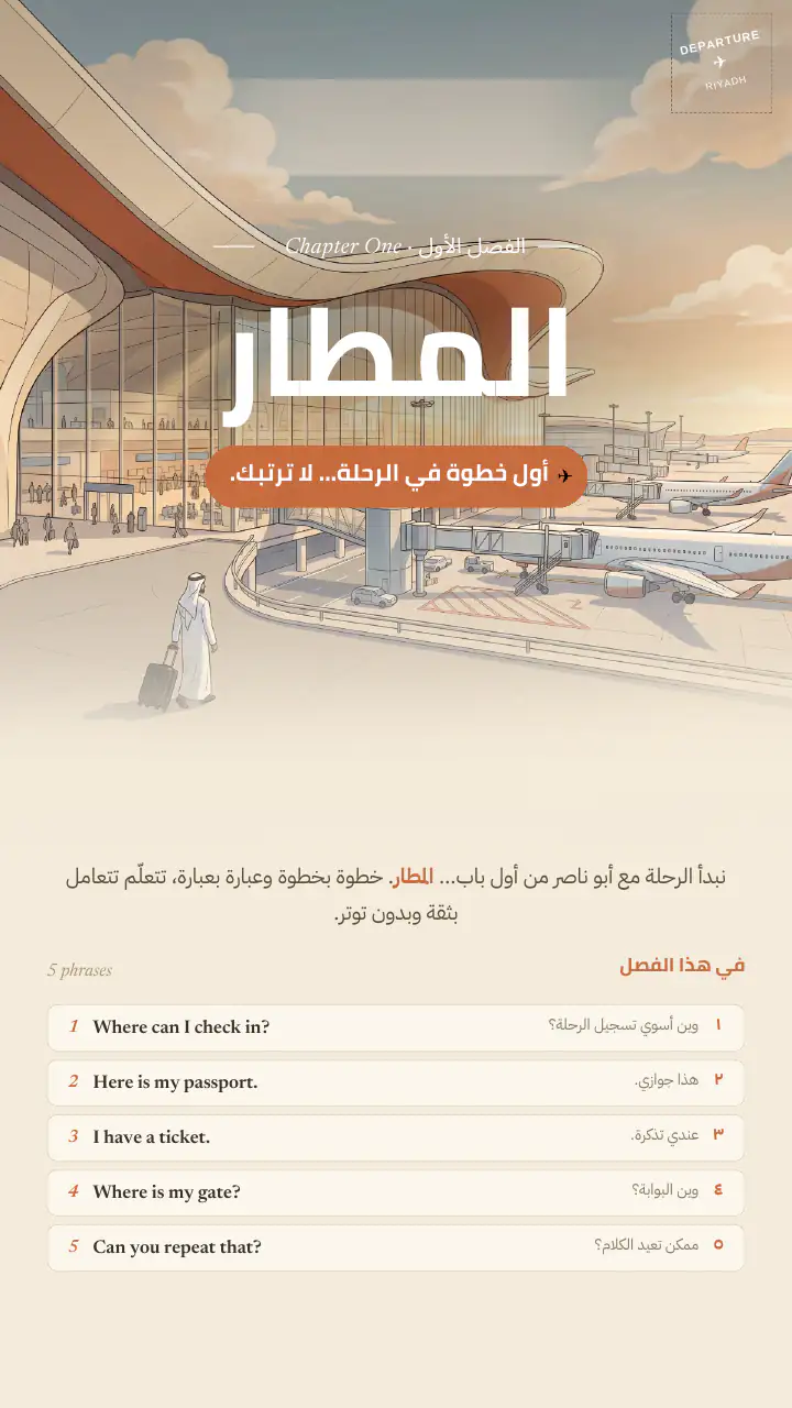 غلاف الفصل الأول — المطار: أول خطوة في الرحلة